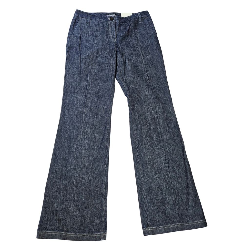 Ann Taylor Blue Margo Wide Leg Trouser Jeans 8 Dark Wash Stretch NWT Preppy Boho